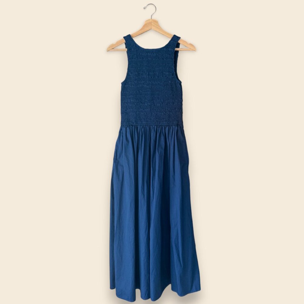 Madewell The Melody Scoopback Smocked Midi Dress, Blue Moon, XS